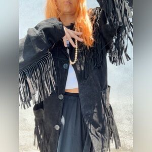 Vintage leather fringe jacket